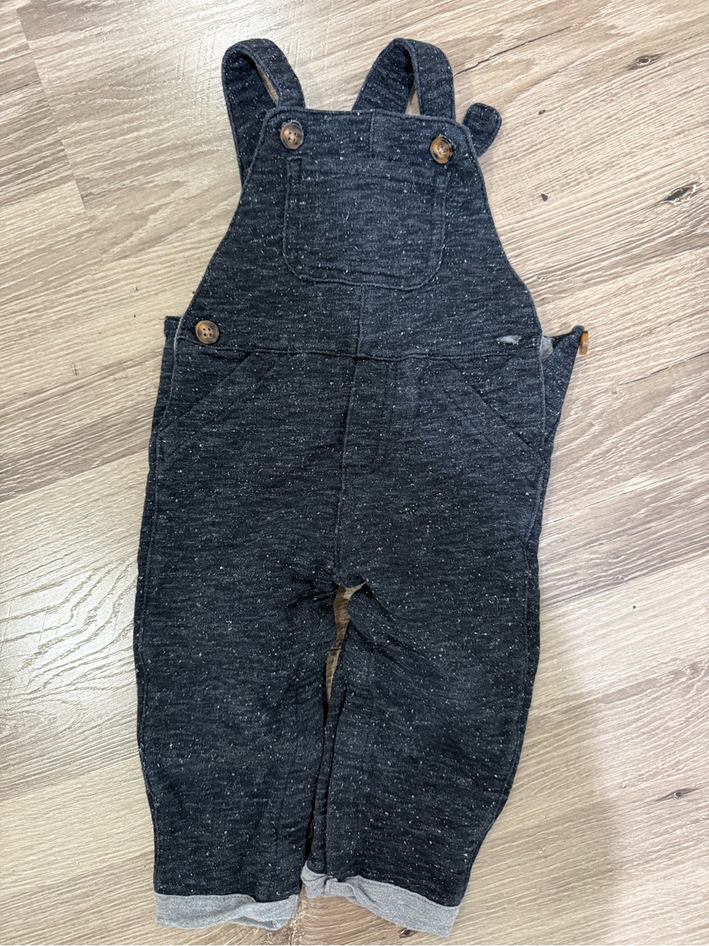 Carter's Charcoal Knit Overalls with Wooden Buttons